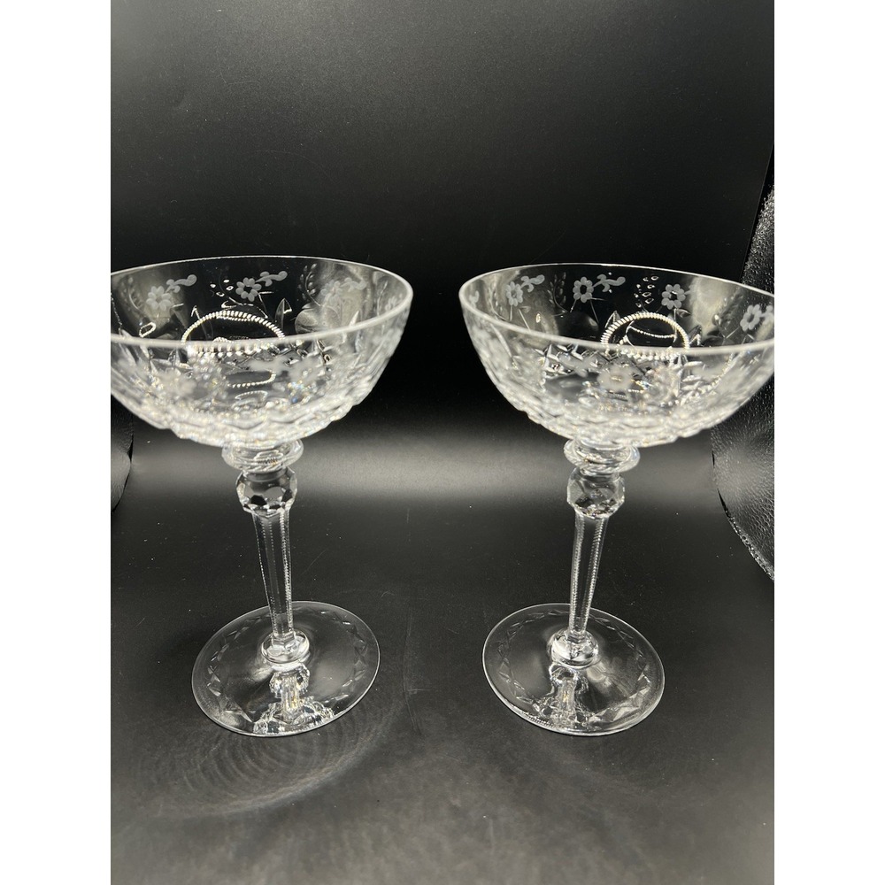 ROGASKA GALLIA LEAD CRYSTAL CHAMPAGNE GLASSES LARGE Set/2 1969-2015